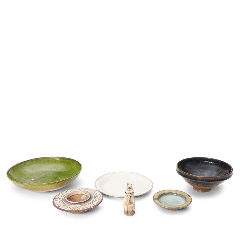 Five Ceramic Vessels and A Figural Group China, (6) (1 of 2)