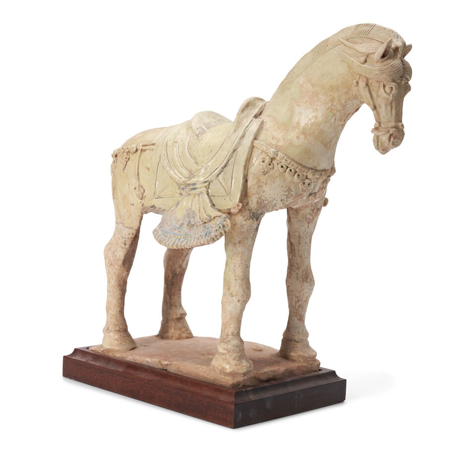 A Straw-Glazed Pottery Horse China, Tang style, (1 of 2)