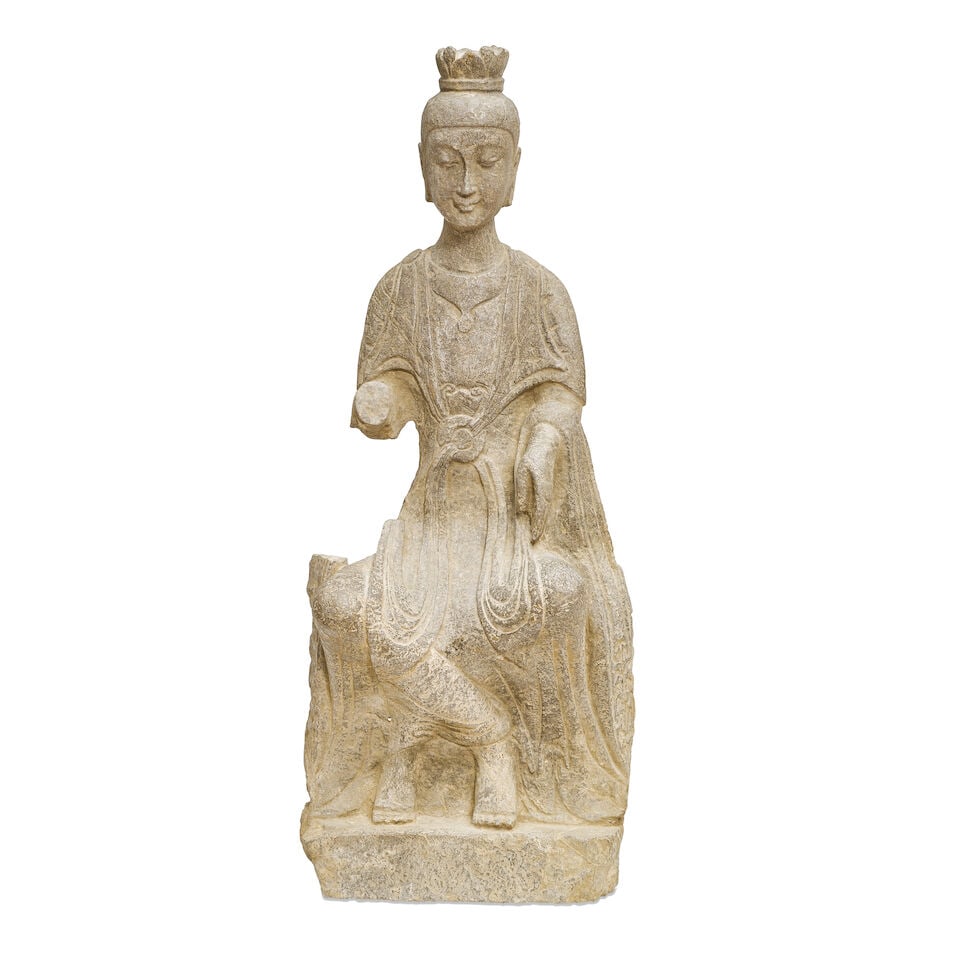 A Stone Figure Of A Seated Bodhisattva, 20th century (1 of 4)