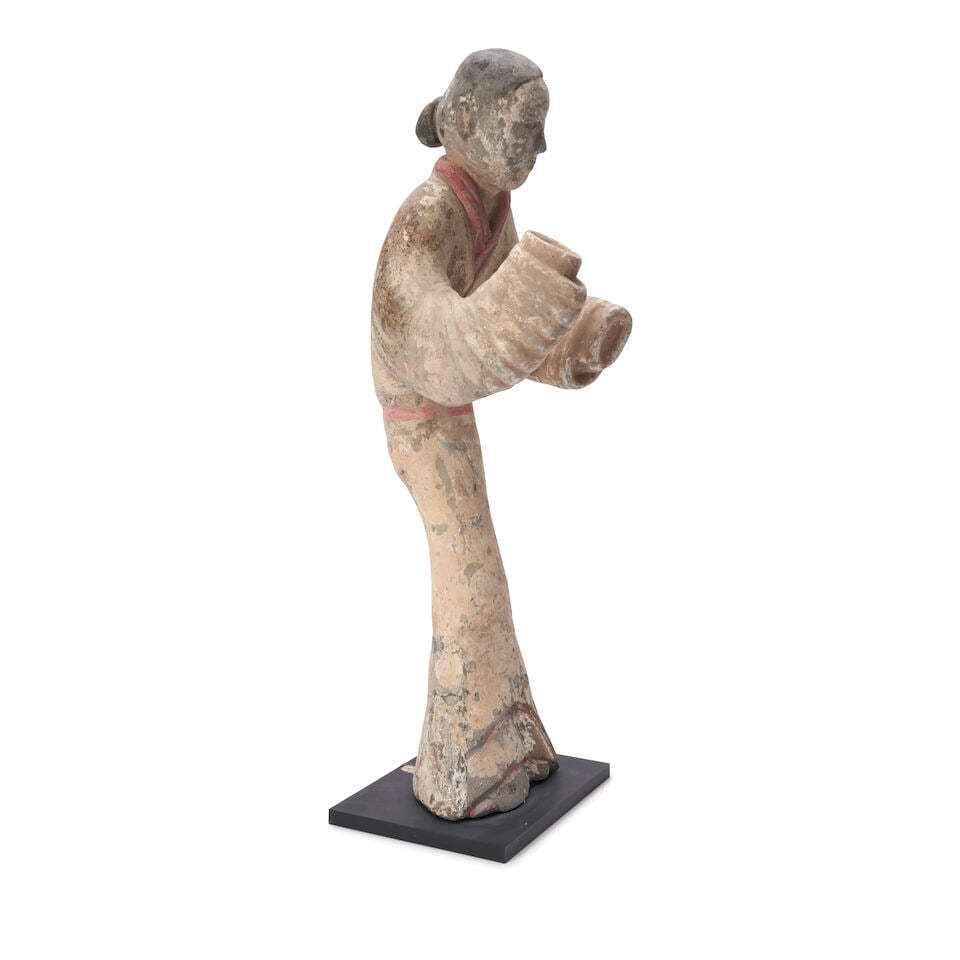 A Painted Pottery Figure of a Dancer China, Han dynasty, - 3