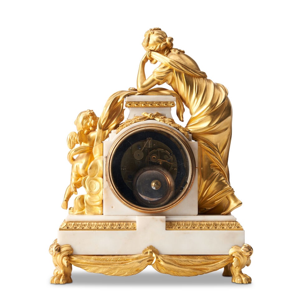 Gilt Bronze And Alabaster Figural Mantel Clock, attributed to Francois Vion (French, Maitre 1764), - 2
