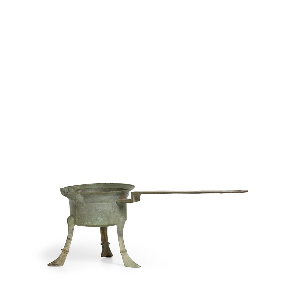A Tripod Long-handled Bronze Vessel, Korea, Goryeo period, 10th-12th century, - 2