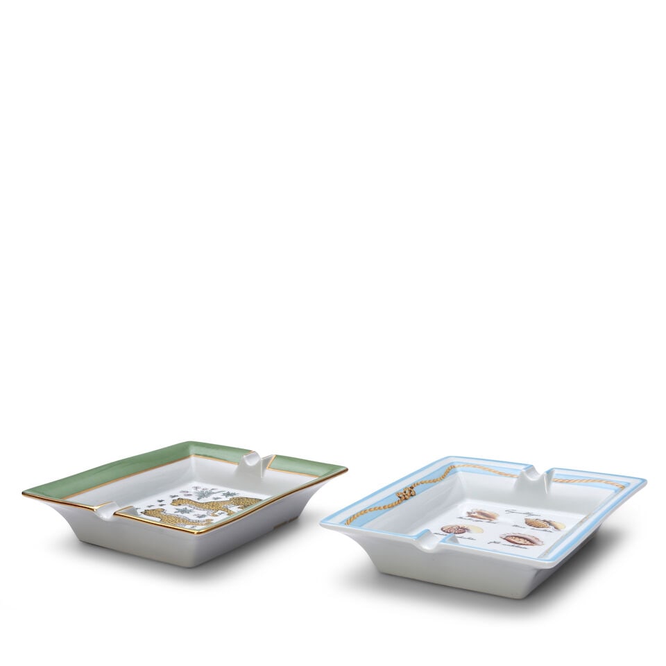 Two Modern Hermes Porcelain Ashtrays, - 2