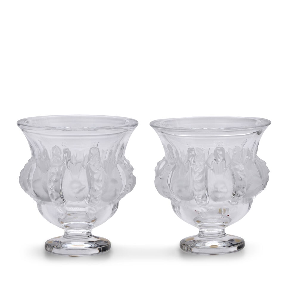 Pair of Lalique Crystal Dampierre Vases, (1 of 1)