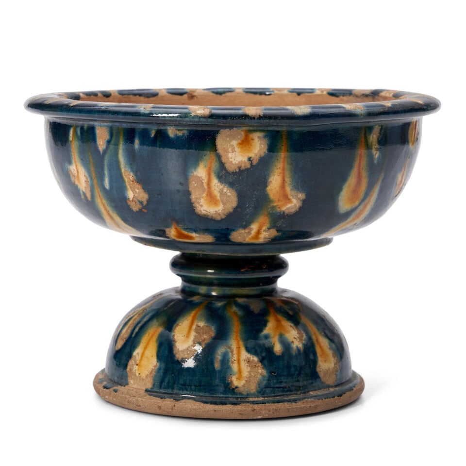 A Sancai and Blue-glazed Footed Bowl China, Tang style, (1 of 2)
