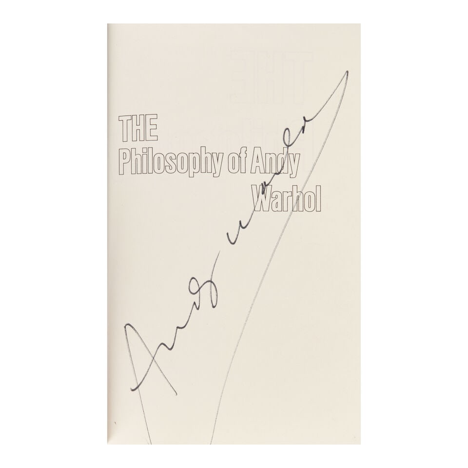 SIGNED WARHOL. WARHOL, ANDY. 1928-1987. The Philosophy of Andy Warhol (From A to B & Back Agai...: SIGNED WARHOL. WARHOL, ANDY. 1928-1987. The Philosophy of Andy Warhol (From A to B & Back Again). New York: Harcourt Brace Jovanovich, 1975. 8vo. Publisher's orange-cloth backed, yellow paper boards,