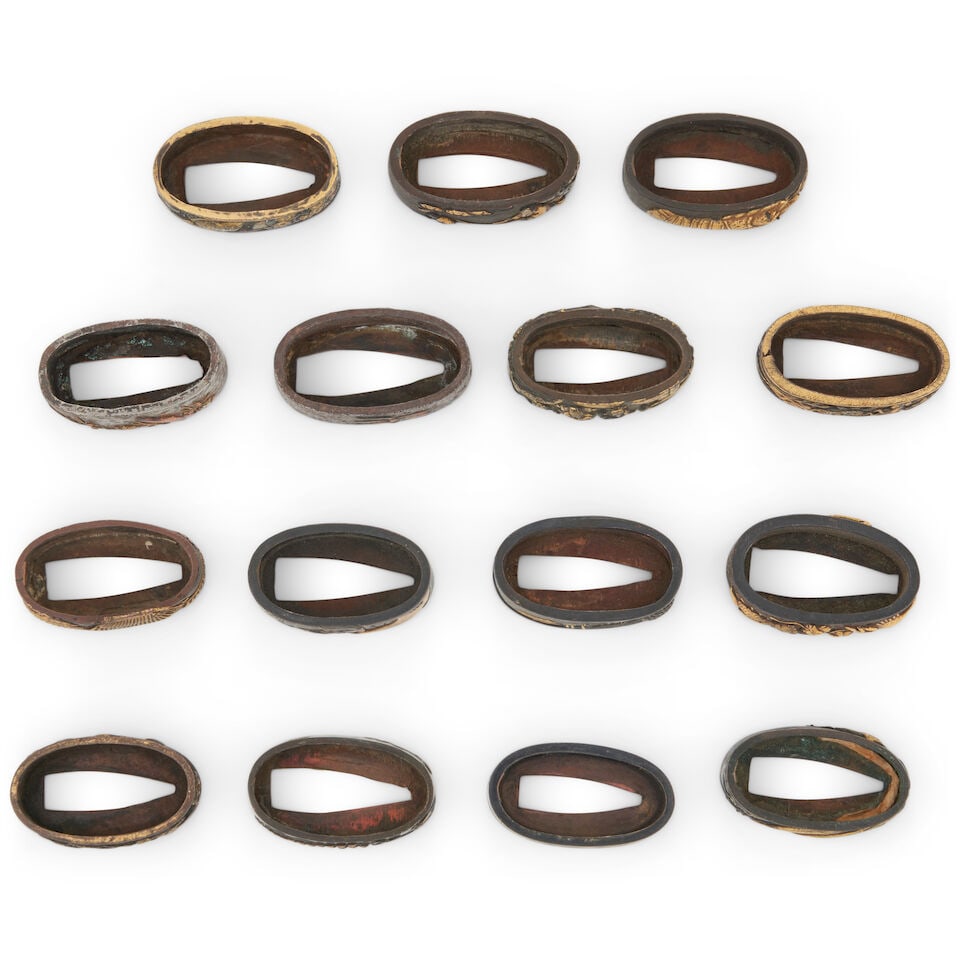 Fifteen Mixed-Metal Fuchi Japan, late Edo period (1615-1868) or Meiji era (1868-1912), (15) - 2