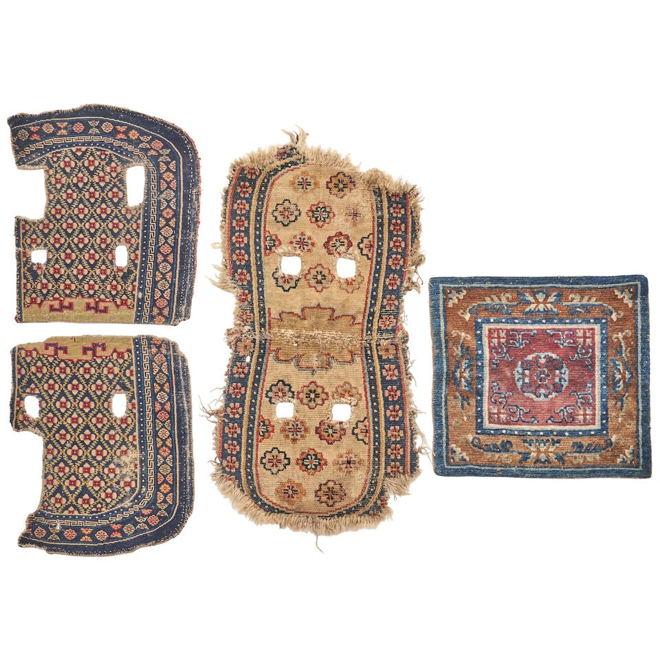 Tibetan Rug Fragments Tibet 1 ft. 10 in. x 3 ft. 5 in; 1 ft. 8 in. x 2 ft. 1 in; 1 ft. 9 in. x 2... (1 of 4)