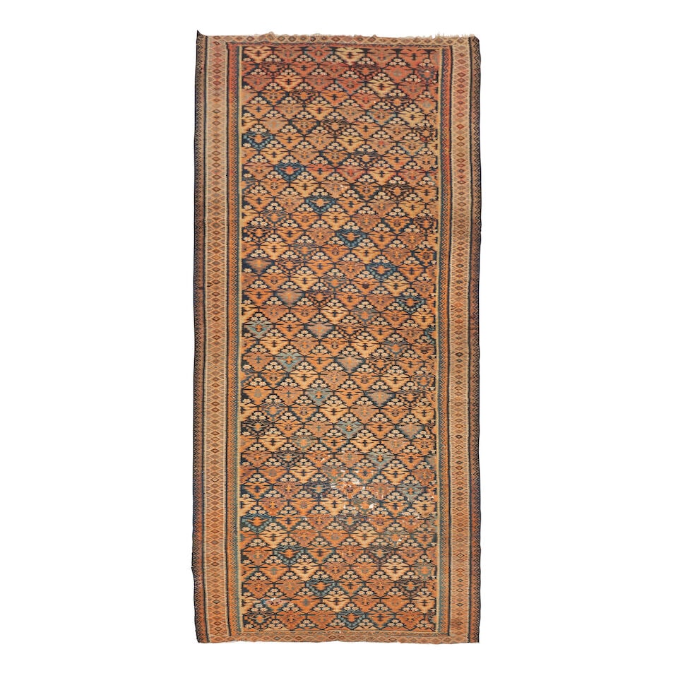 Caucasian Kilim, Caucasus, first half 20th century, 13 ft. 4 in. x 4 ft. 9 in.: Caucasian Kilim, Caucasus, first half 20th century, 13 ft. 4 in. x 4 ft. 9 in. Lot to be sold without reserve. This lot is subject to the following lot symbols: ¤ ¤ Unless indicated by the