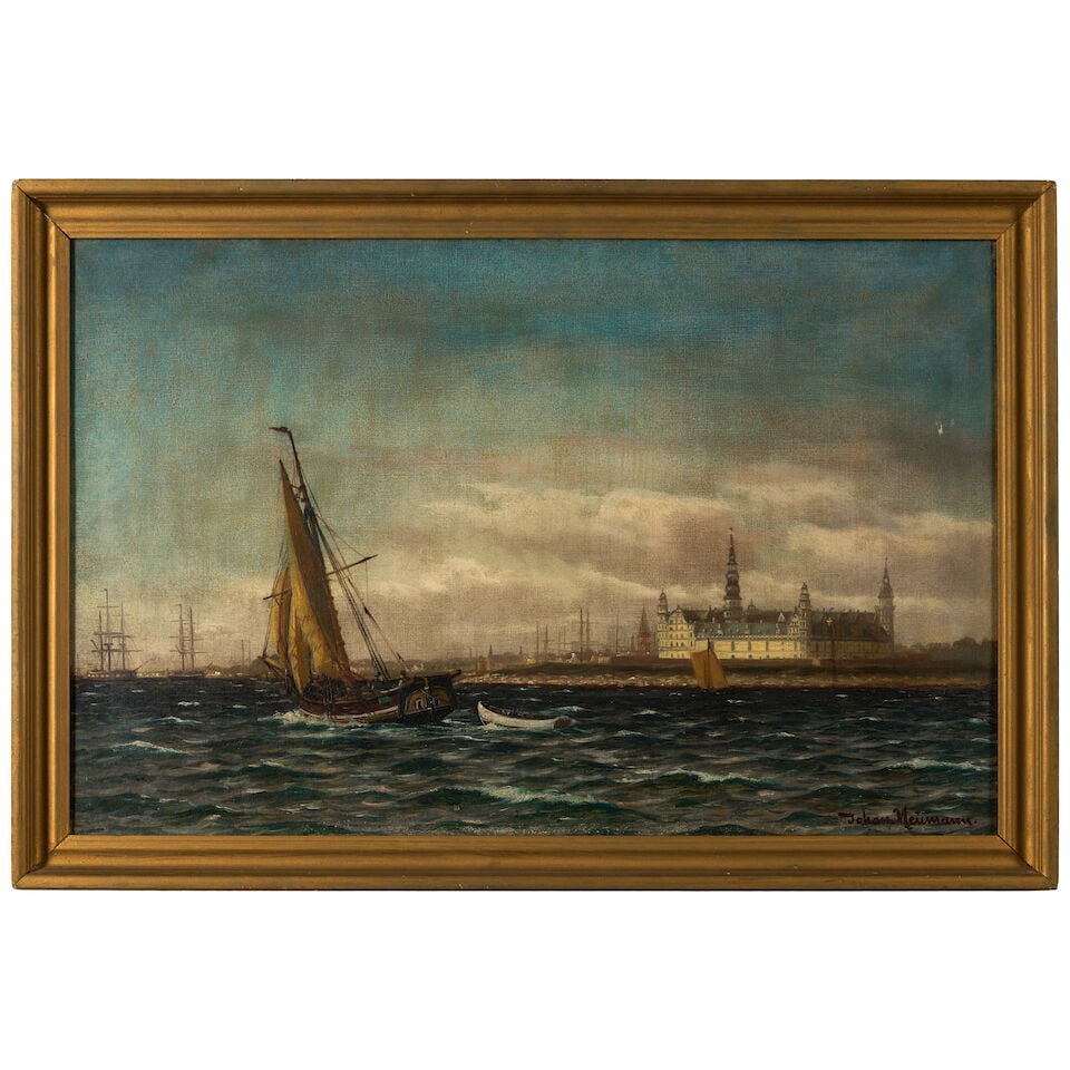 Johan Jens Neumann (Danish, 1860-1940) Elsinore Harbor with View of the Kronberg Castle, Denmark... - 3