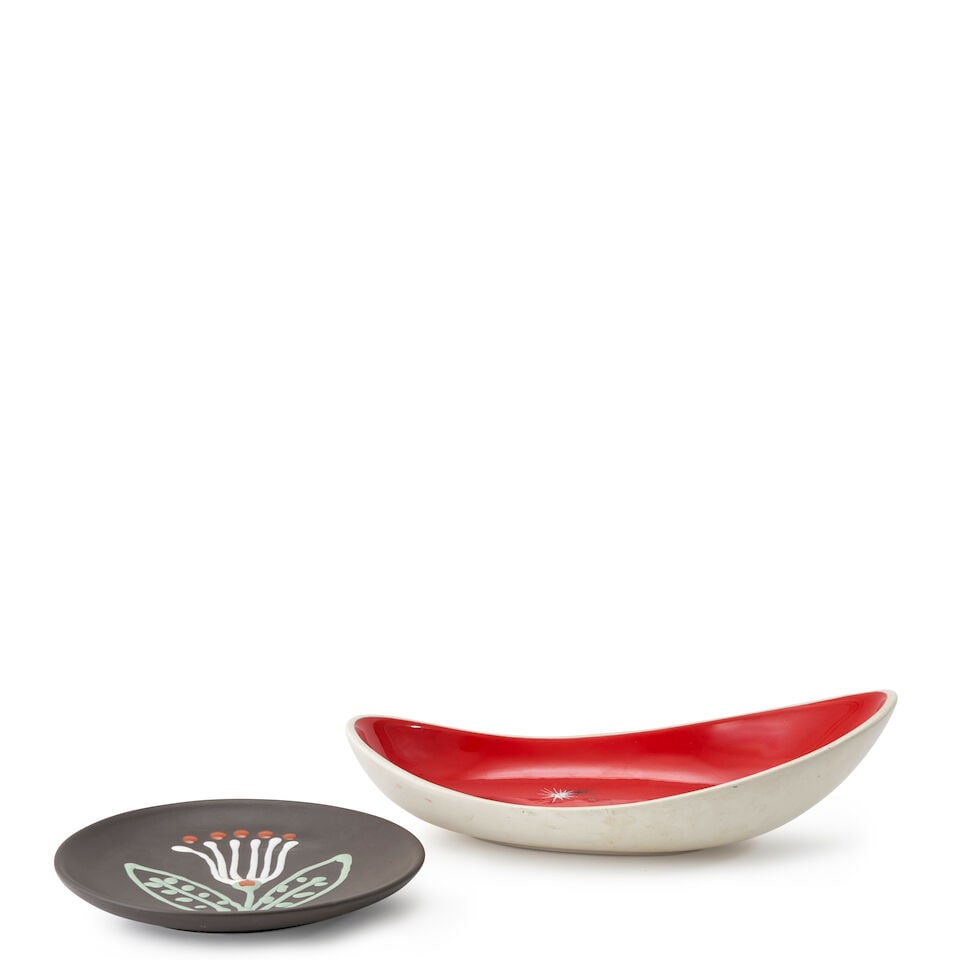 Andre Baud (1903-1986) Plate And Oblong Dish, Vallauris, France, c. 1955, glazed ceramics, the p... (1 of 6)