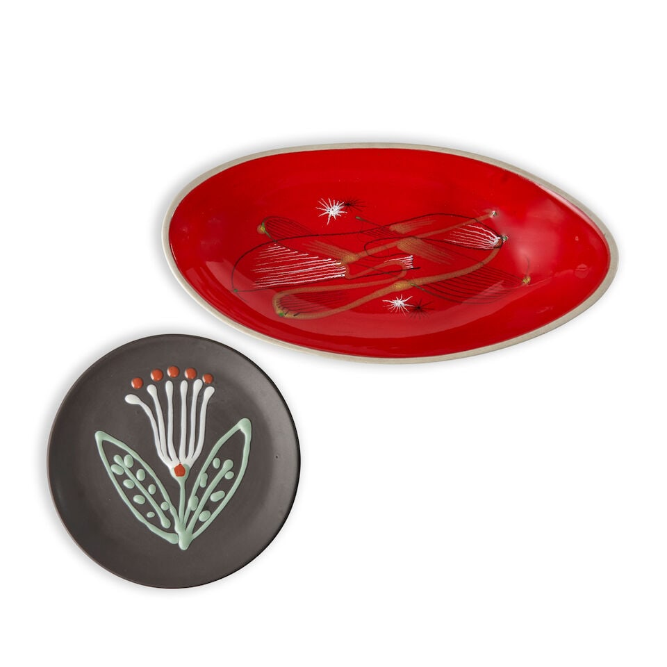 Andre Baud (1903-1986) Plate And Oblong Dish, Vallauris, France, c. 1955, glazed ceramics, the p... - 2