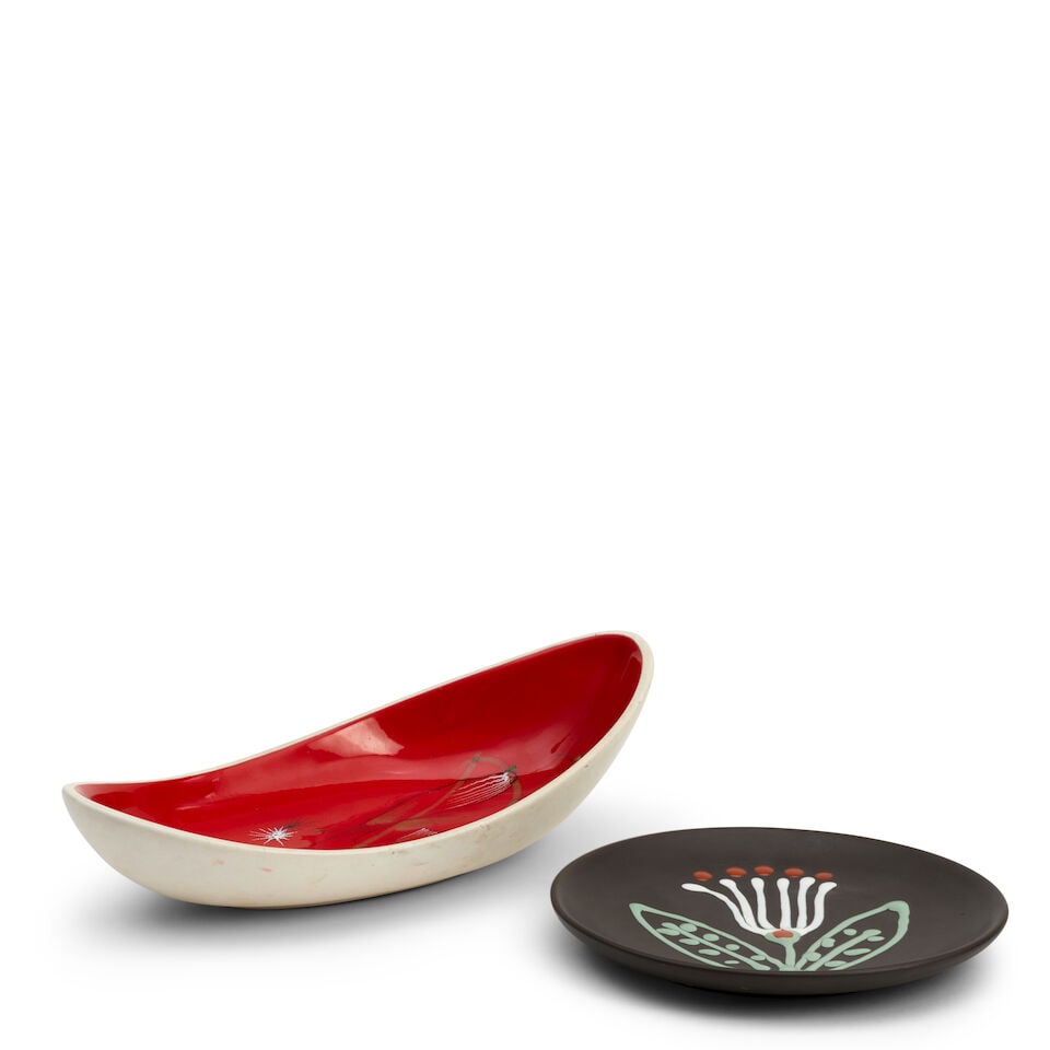 Andre Baud (1903-1986) Plate And Oblong Dish, Vallauris, France, c. 1955, glazed ceramics, the p... - 6