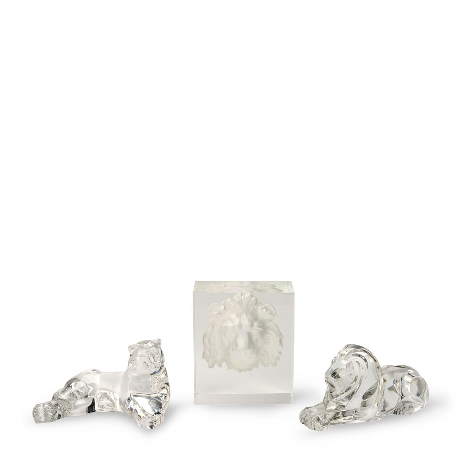 Three Steuben Glass Big Cats, United States, 20th century, (1 of 3)
