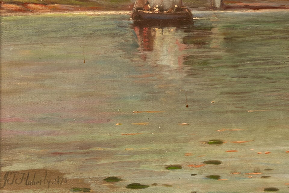 James Thorpe Flaherty (1836-1904) Boats Mooring with Distant Mountains - 3