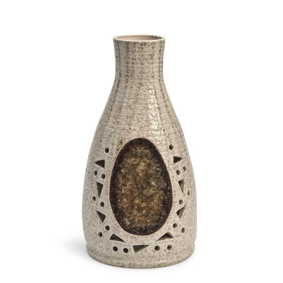 Poterie D'accolay Table Lamp, Accolay, France, c. 1960, glazed ceramic, glass, pre-firing hole f... (1 of 3)