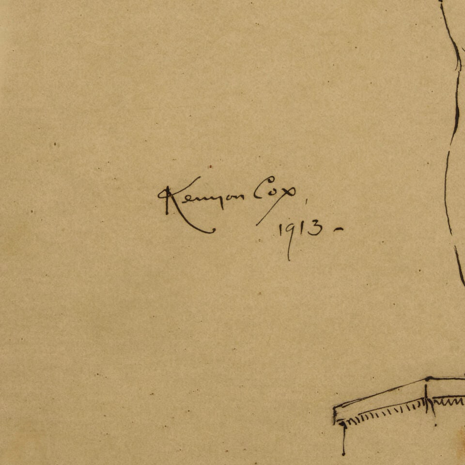 Kenyon Cox (American, 1856-1919) Study for The Genius of American Art Offering a Laurel Crown to... - 2