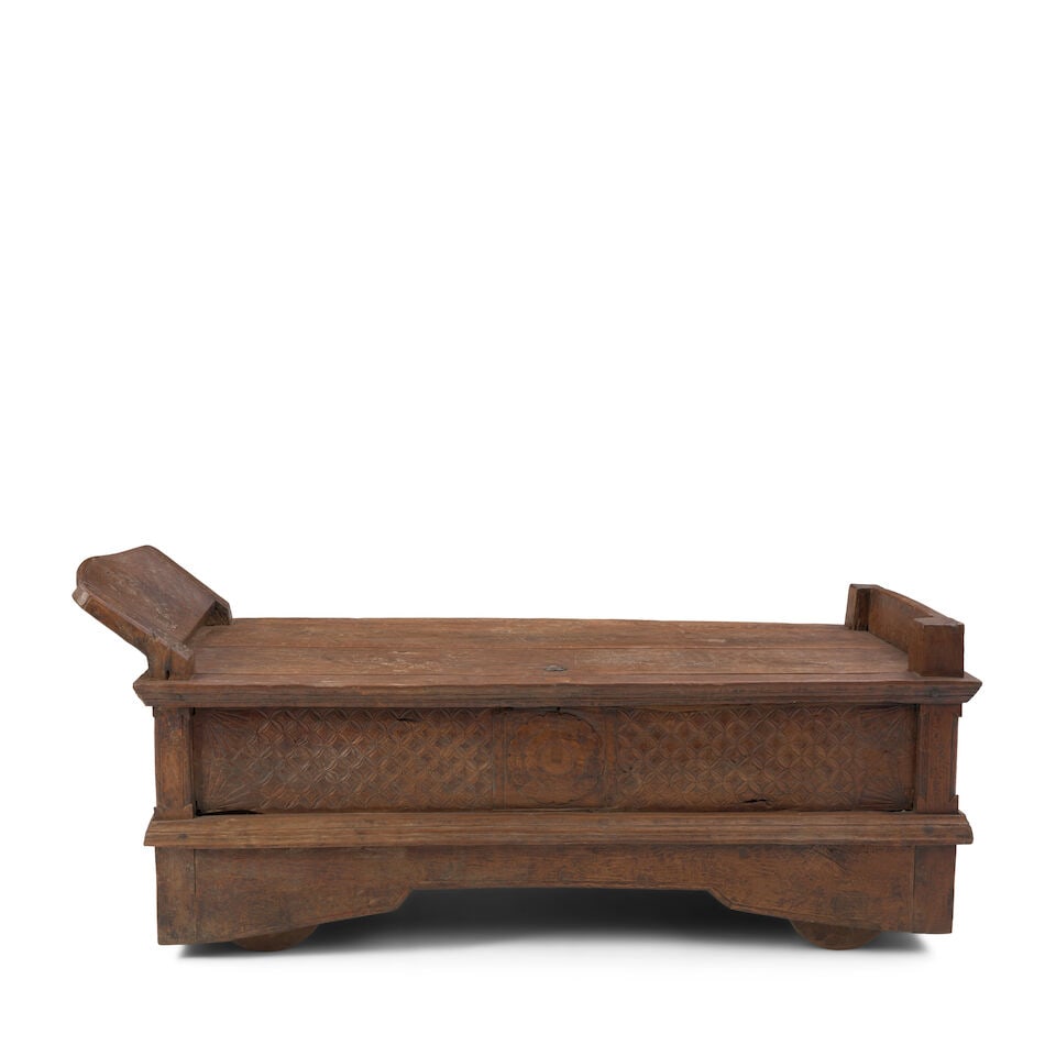 A Rustic Carved Oak Daybed, 19th century or later, (1 of 2)