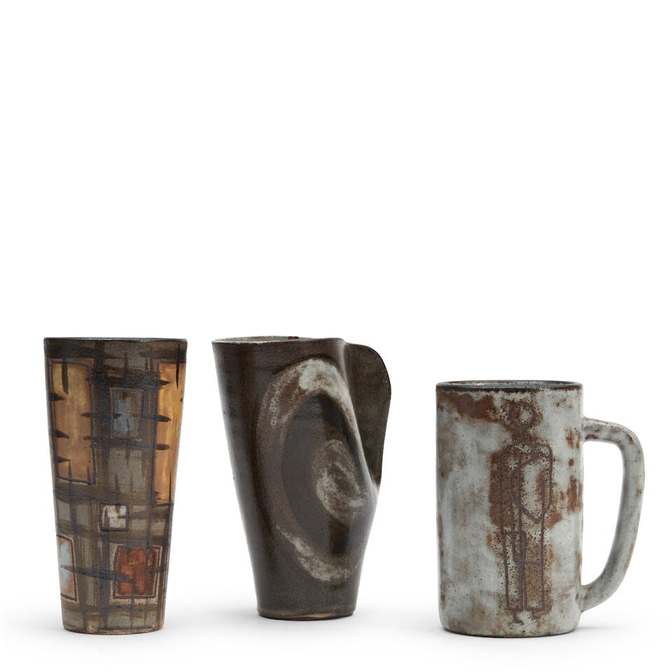 Three Alexandre Kostanda (1921-2007) Vessels, Vallauris, France, c. 1965, glazed earthenware, al... (1 of 3)