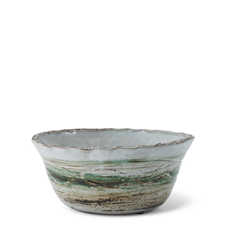 Albert Thiry (1923-2009) Bowl, Vallauris, France, c. 1965, glazed, stamped, and carved ceramic, ... (1 of 3)