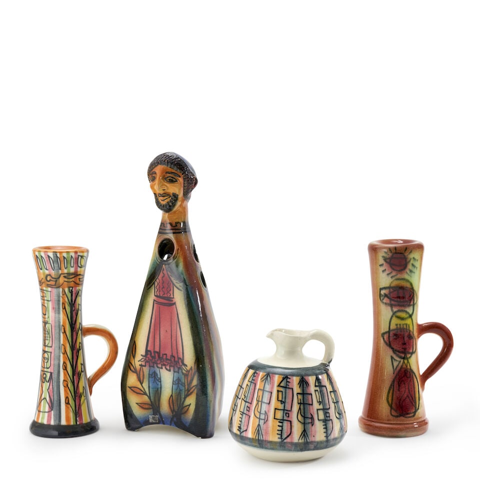 Four Accollay Items, Accolay, France, c. 1960, polychrome glazed ceramic, all with incised mark ... (1 of 2)