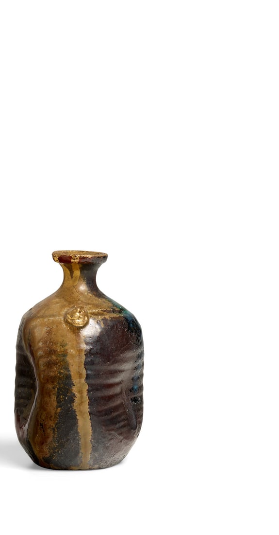 ABE ANJIN 安部安人 (B.1938) A Glazed Bizen-Ware Tokkuri (Sake Bottle) He... (1 of 4)