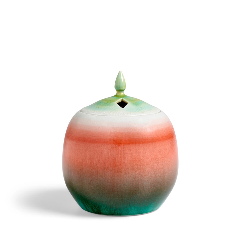 TOKUDA YASOKICHI IV 四代徳田八十吉 (B.1961) A Saiy$...: TOKUDA YASOKICHI IV 四代徳田八十吉 (B.1961) A Saiyū (Polychrome) Kutani-Glazed Porcelain Kōro (Incense Burner) Heisei era (1989-2019), 2014 The