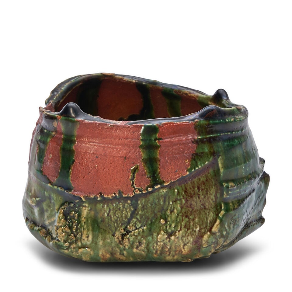 HIGASHIDA SHIGEMASA 東田茂正 (B.1955 A Green Oribe-Style Chawan (Tea Bow... - 3