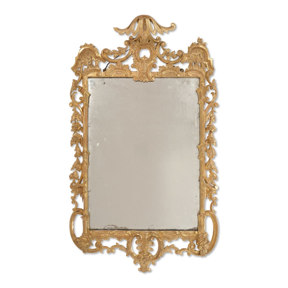 A GEORGE II STYLE CARVED GILTWOOD MIRROR20th century (1 of 1)