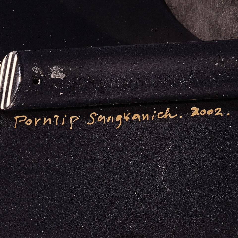 PORNTIP SANGVANICH (BORN 1959) Red and Black Teapot 2004porcelain, parcel-gilt, signed in gold '... - 2