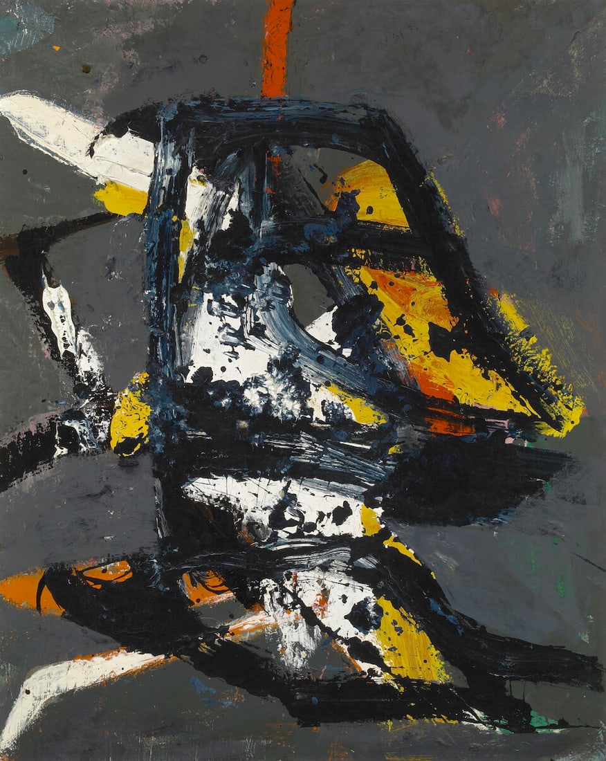 AMERICAN SCHOOL (20th CENTURY) Driftwood #3 (Flight), circa 1961 39 3/4 x 32 3/4 in. (101 x 83.2...: AMERICAN SCHOOL (20th CENTURY) Driftwood #3 (Flight), circa 1961 unsigned, titled and inscribed 'Mr. Goldowsky 9822 / A-1239 / 4181-2 / Flight / Driftwood #3 / 12/20/61 / GODOVSKY / ...' (on the