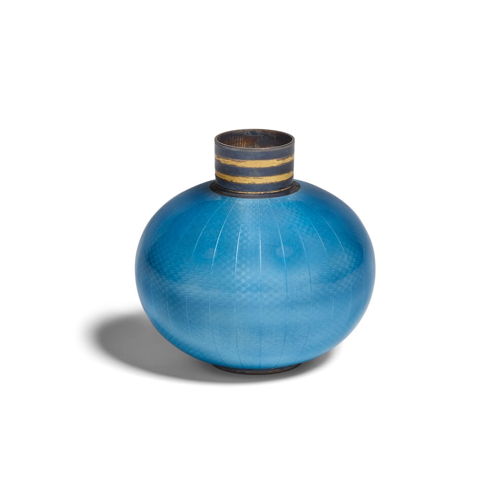 DAVID ANDERSEN (ESTABLISHED 1876) Vasepost 1925enameled silver, stamped 'DAVID ANDERSEN NORWAY S... (1 of 3)