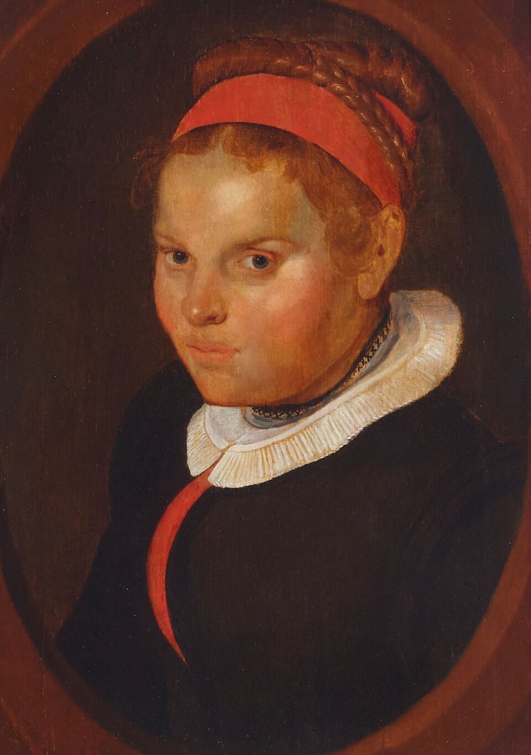 Dutch School (19th century) Head of a girl with a red bandeau 19 x 13 1/2in (48.3 x 34.3cm) (1 of 1)