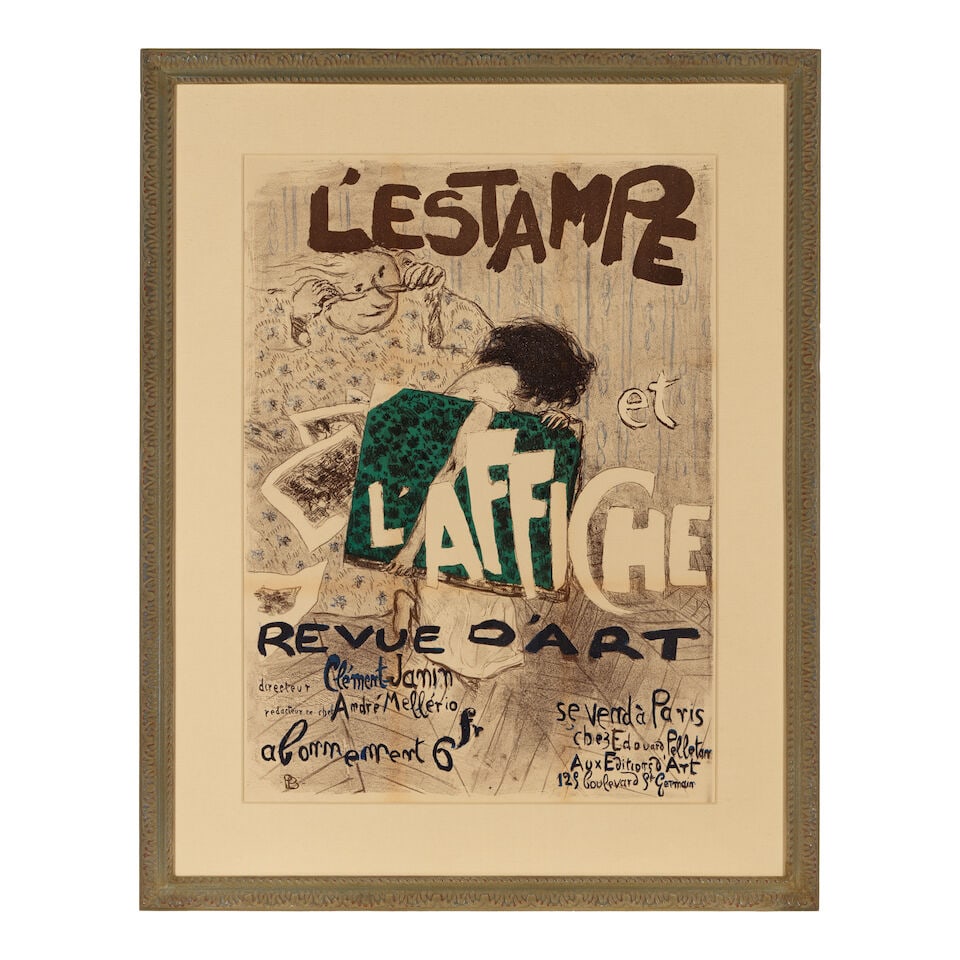 Pierre Bonnard (1867-1947); l'Estampe et l'Affiche;: Pierre Bonnard (1867-1947) l'Estampe et l'Affiche (Roger-Marx 38, Bouvet 44), 1897 Lithograph in colors on wove paper linen-backed, printed by Edouard Pelletan, Paris, with margins, framed. sight 32 1