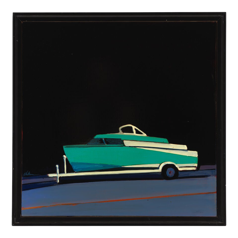 MELISSA CHANDON (B. 1952) Boat, 2019 22 x 22 in.: MELISSA CHANDON (B. 1952) Boat, 2019 signed 'Chandon' (center left), signed again and titled (on the reverse) oil on canvas 22 x 22 in. Footnotes: Provenance Property from an Important Private