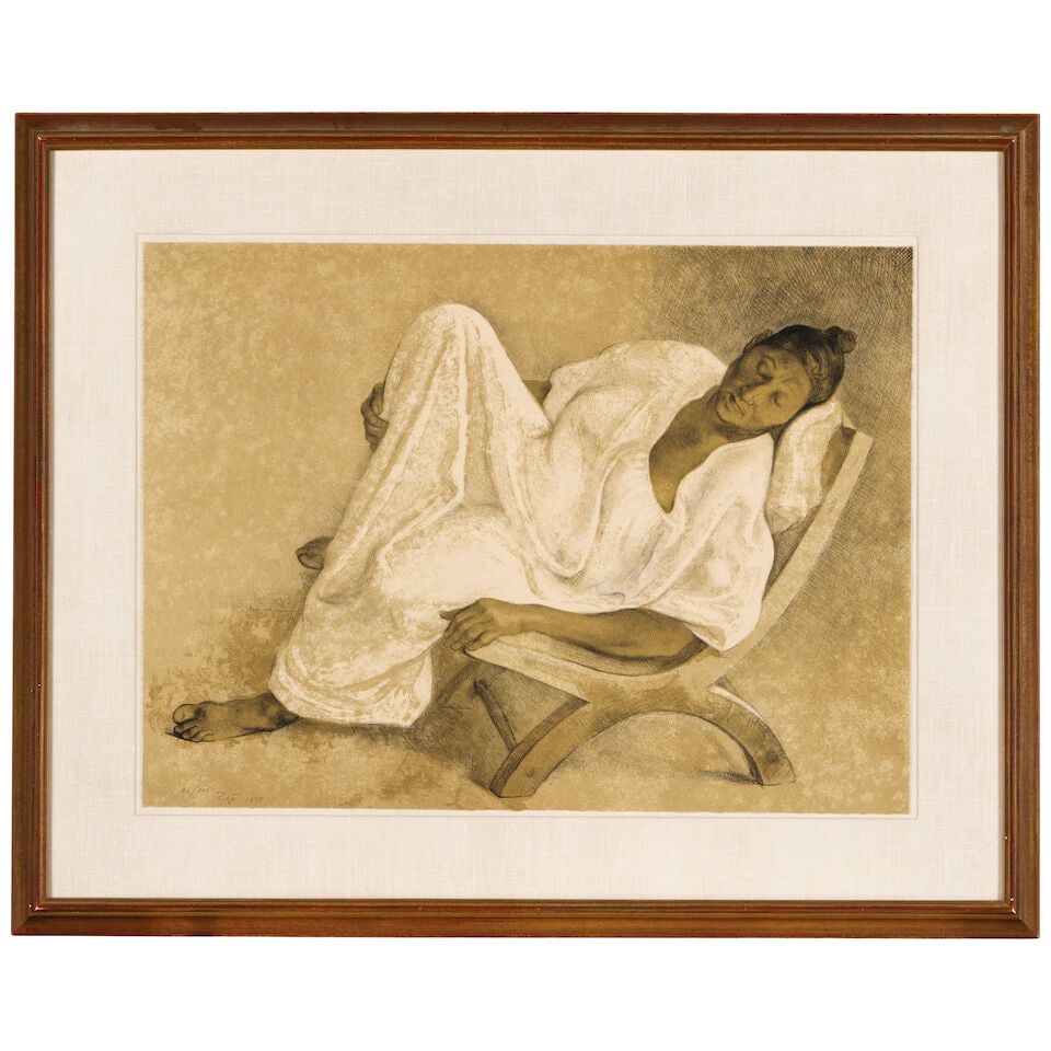 Francisco Zúñiga (1912-1998) Mujer reclinada, 1977 Lithograph in colors on Arches pape...: Francisco Zúñiga (1912-1998) Mujer reclinada, 1977 (Brewster 32) Lithograph in colors on Arches paper, signed in pencil, dated and numbered 96/100 (from the total edition of 154),