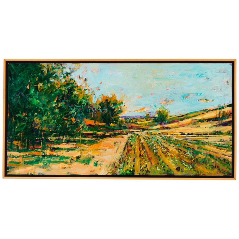 PAT MAHONY (B. 1951) The Only Way, 2000 20 x 40 in.: PAT MAHONY (B. 1951) The Only Way, 2000 signed and dated 'P. Mahony '00' (lower right) oil on Masonite 20 x 40 in. Footnotes: Provenance Property from an Important Private Collection. Lot to be sold