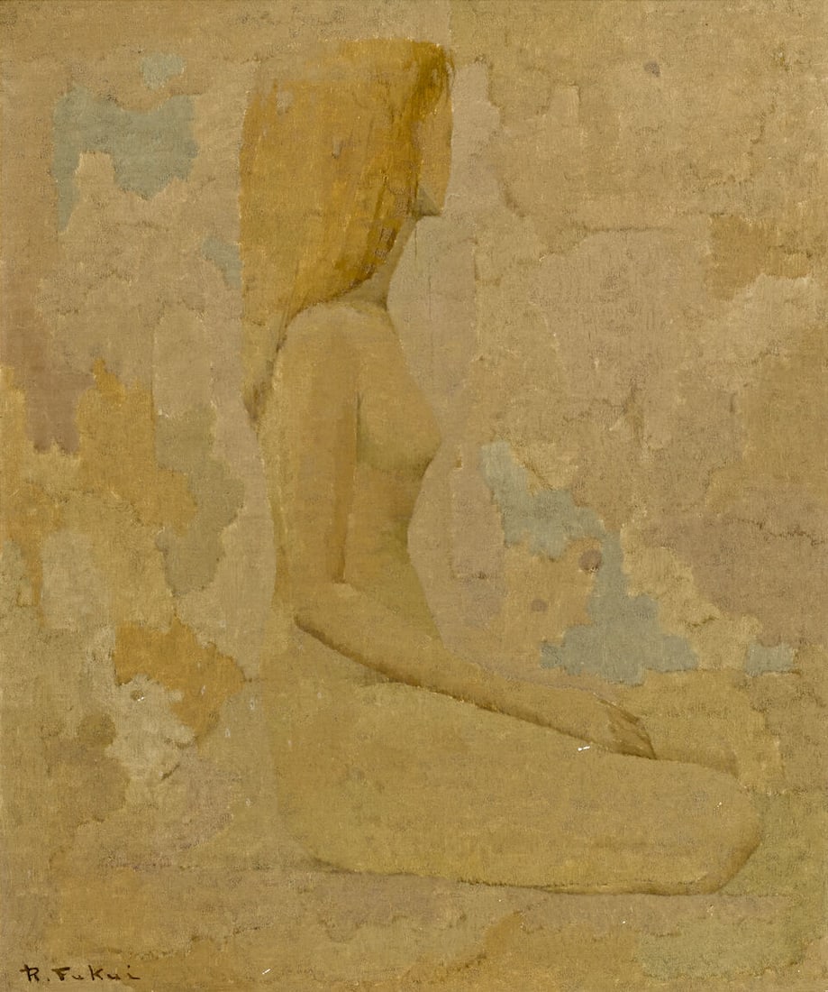 Fukui Ryonosuke (Japanese, 1923-1986) Seated Woman: Fukui Ryonosuke (Japanese, 1923-1986) Seated Woman Oil on canvas, framed; signed lower left R. Fukui. 28 1/2 x 24in (72.4 x 61cm) sight; 37 1/4 x 32 3/4in (94.6 x 83cm) overall including frame 