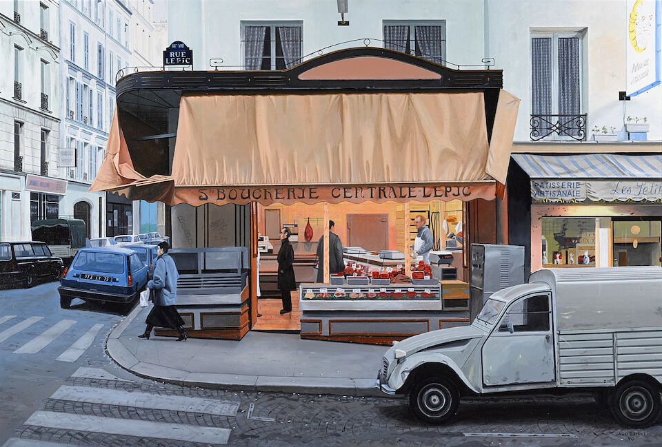 Martin Jaguttis-Emden (Belgian, 20th Century) Ste. Boucherie Centrale-Lepic 31 1/2 x 46 3/4 in. ...: Martin Jaguttis-Emden (Belgian, 20th Century) Ste. Boucherie Centrale-Lepic signed and dated 'Jaguttis - E 90' (lower right) oil on canvas 31 1/2 x 46 3/4 in. (80 x 119