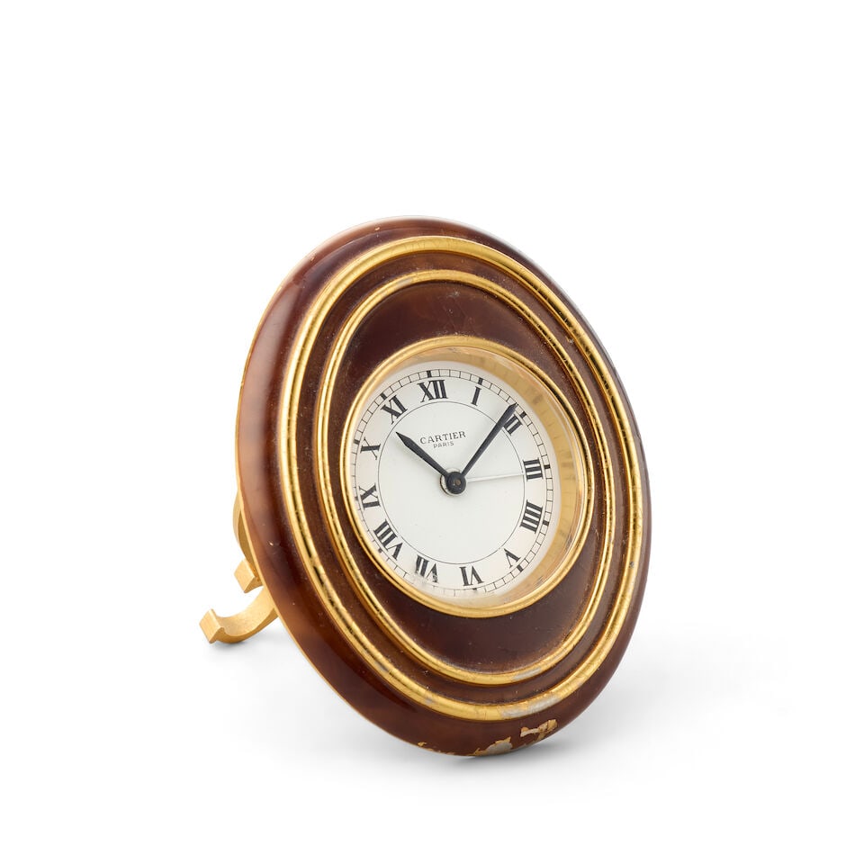 Cartier. A gilt brass desk clock with alarm Ref: 7511, Circa 1990 (1 of 2)
