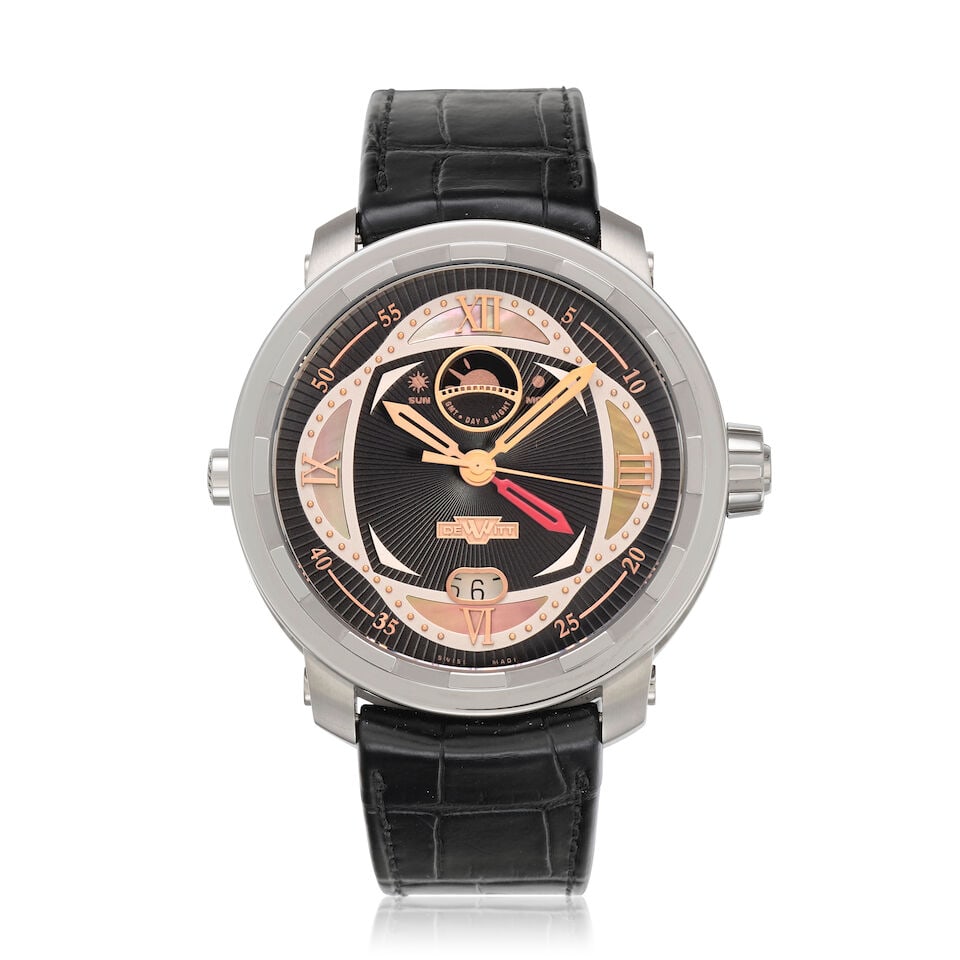 DeWitt. A titanium automatic calendar wristwatch with moon phase and dual time zone Twenty 8 Ei... (1 of 3)