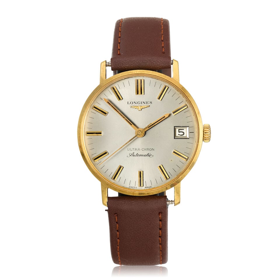 Longines. An 18K gold automatic calendar wristwatch Ultra-Chron, London Import mark for 1962 (1 of 3)