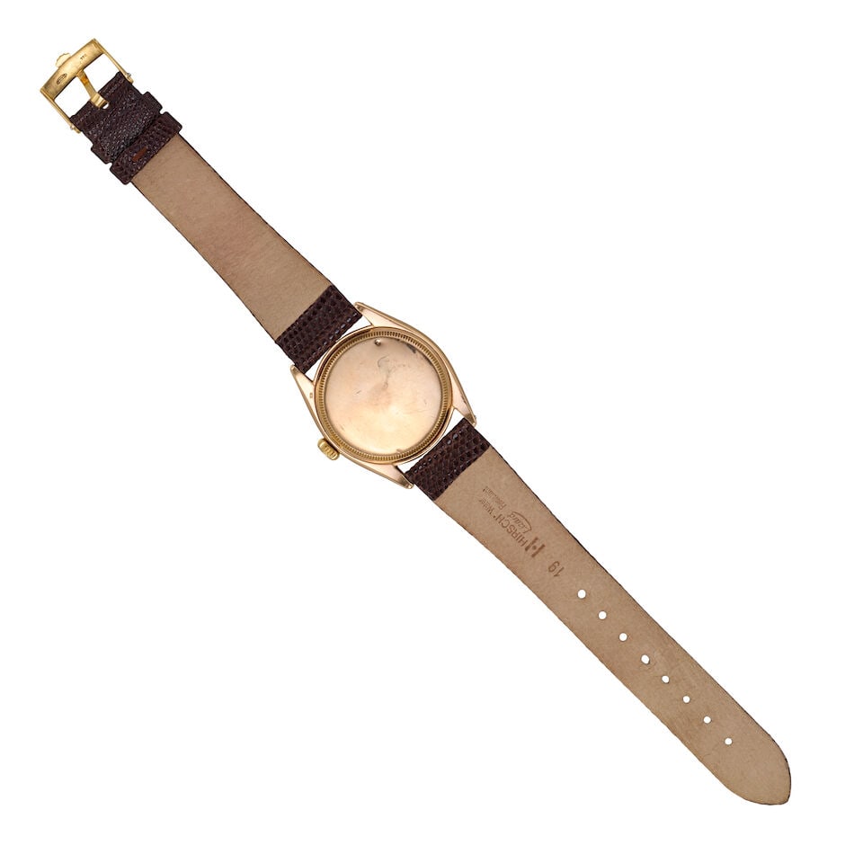 Rolex. An 18K gold automatic semi-bubbleback wristwatch Oyster Perpetual Chronometer, Ref: 6085,... - 3