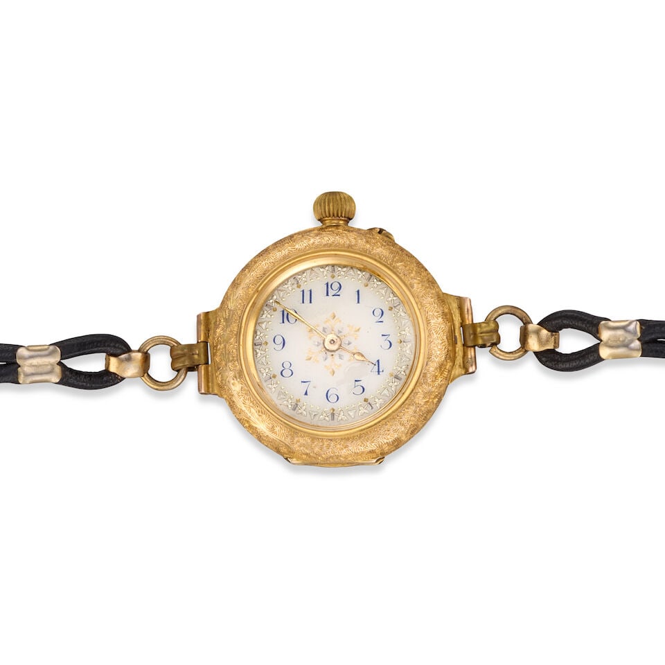 A 14K gold keyless wind open face converted pocket watch wristwatch Circa 1920 (1 of 3)