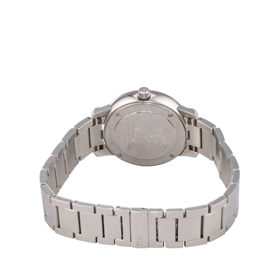 Tiffany & Co. A lady's stainless steel diamond-set quartz calendar bracelet watch Atlas, Circa 2010 - 3