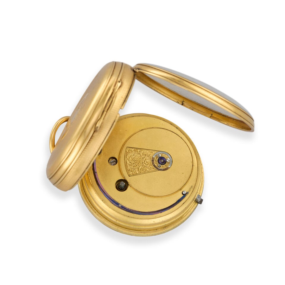 An 18K gold key wind open face pocket watch London Hallmark for 1870 - 3