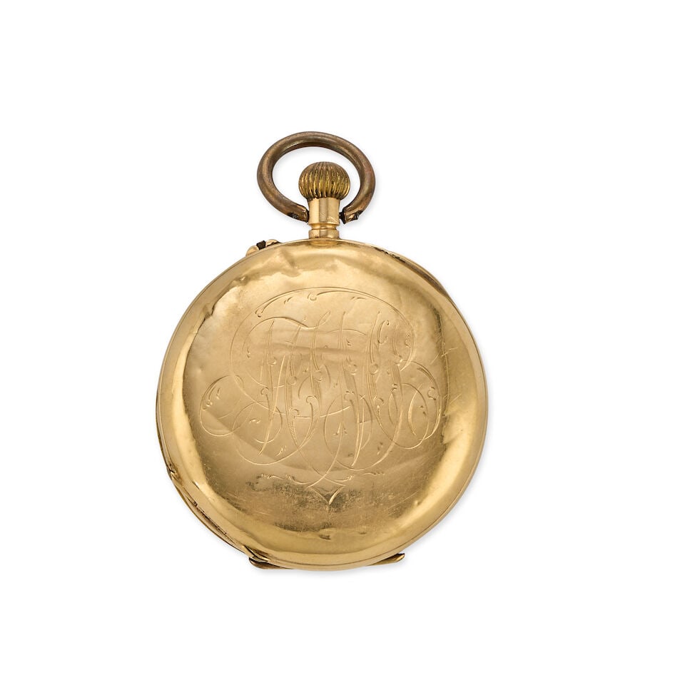 A small 18K gold keyless wind half hunter pocket watch Circa 1890 - 2