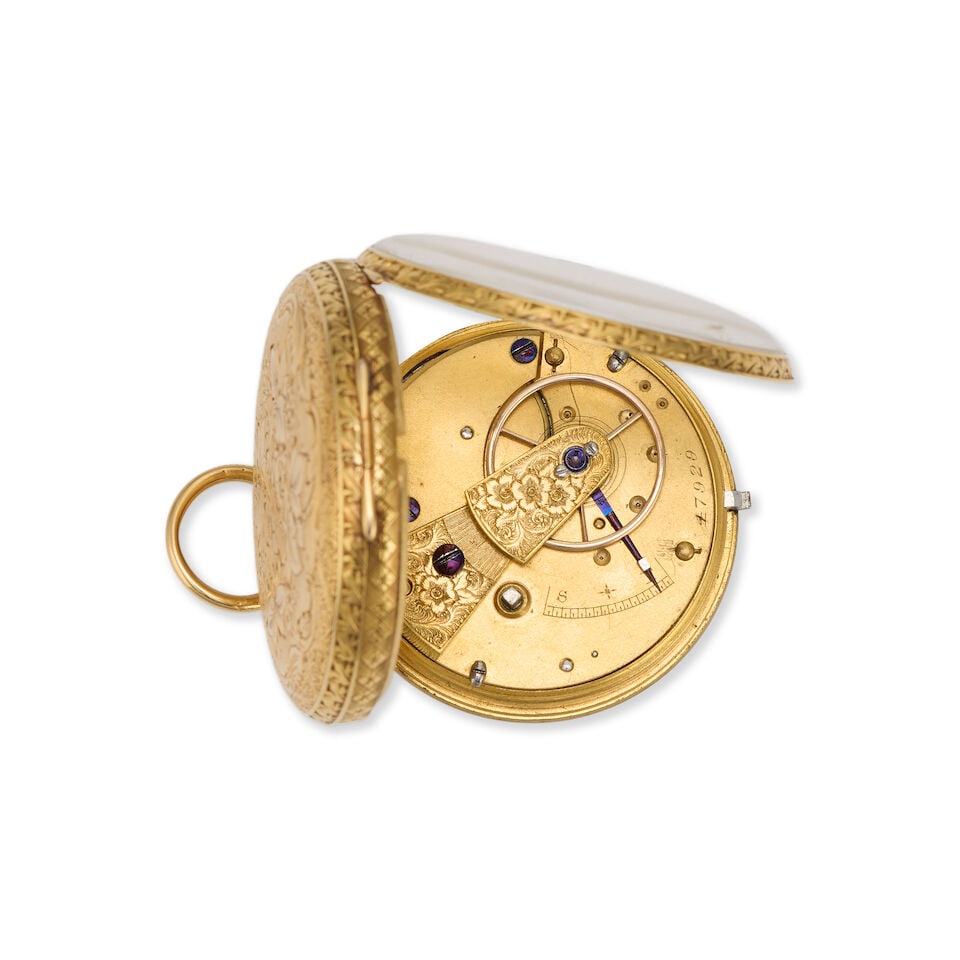 An 18K gold key wind open face pocket watch Chester Hallmark for 1860 - 2