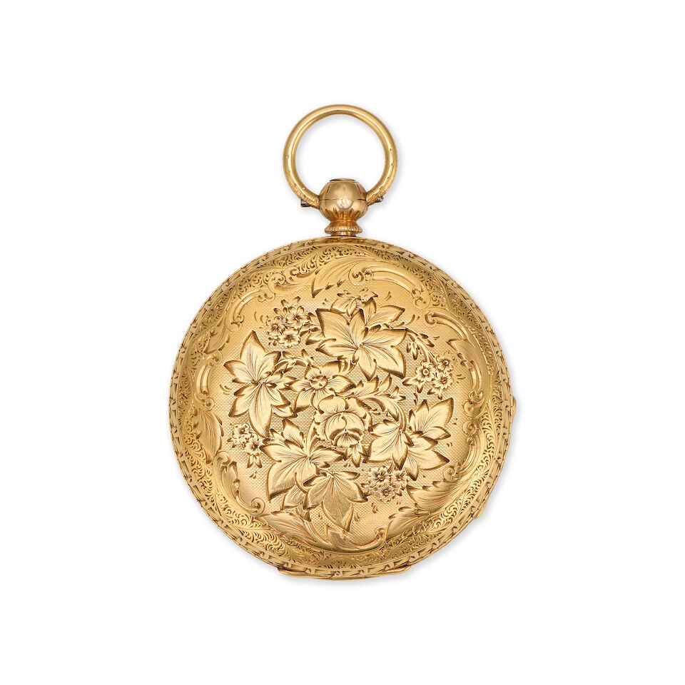 An 18K gold key wind open face pocket watch Chester Hallmark for 1860 - 3