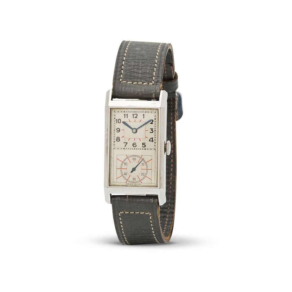 Numa. A stainless steel manual wind rectangular wristwatch Numa. Montre bracelet rectangulaire e...: Numa. A stainless steel manual wind rectangular wristwatch Numa. Montre bracelet rectangulaire en acier mouvement mécanique Model: 'Doctors Watch' Date: Circa 1930 Movement: Jewelled manual wind